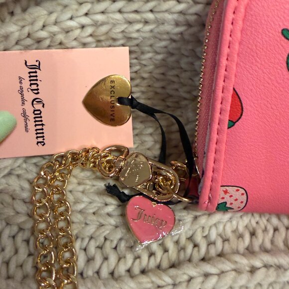 Juicy Couture “Pink Lemonade” Strawberry Zip Wallet w/ Chain NWT - Picture 2 of 7